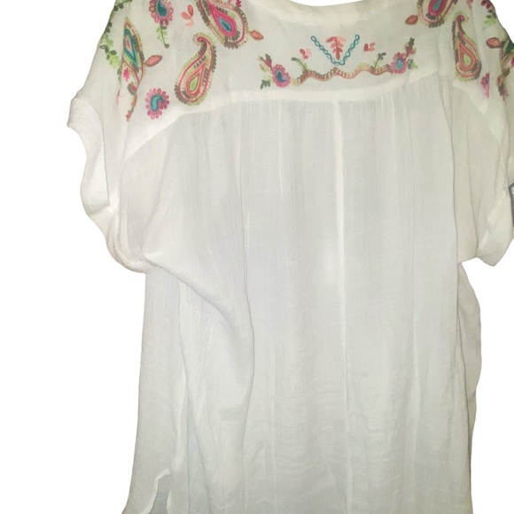 Women’s plus size 2X Light embroidered floaty short sleeve tunic by CJ banks - Picture 1 of 9